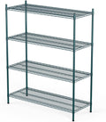 NSF 4-Tier Green-Epoxy Storage Shelves, 18"x60"x63", Moist&Dry Environments, Commercial Heavy Duty Steel Wire