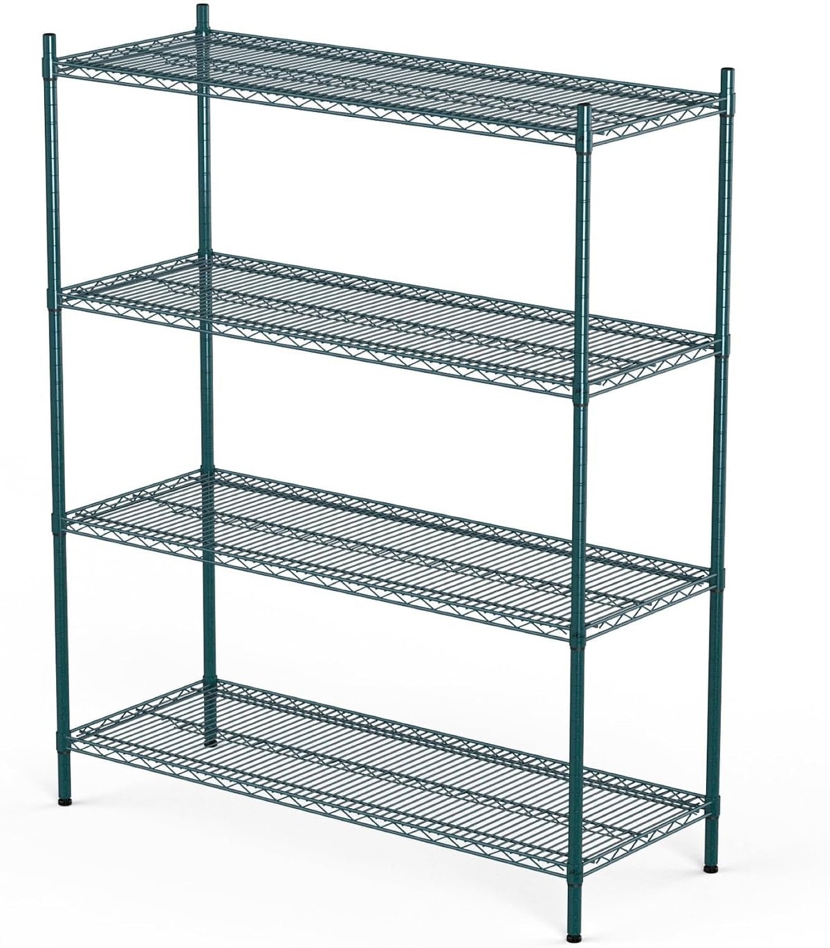 NSF 4-Tier Green-Epoxy Storage Shelves, 18"x60"x63", Moist&Dry Environments, Commercial Heavy Duty Steel Wire