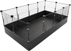 Chicken Brooder Pen with Washable Canvas Bottom Large Indoor Small Animal Black Playpen 12-Panel DIY Wire Pet