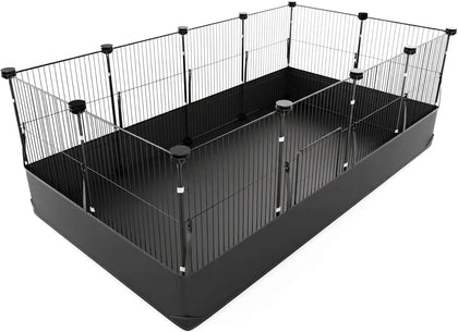 Chicken Brooder Pen with Washable Canvas Bottom Large Indoor Small Animal Black Playpen 12-Panel DIY Wire Pet