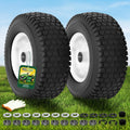 (2 Pack) 13x5.00-6 Tire and Wheel Flat Free, Solid Rubber Lawn Mower Tires Assembly for Riding Lawnmower, 3"-6"