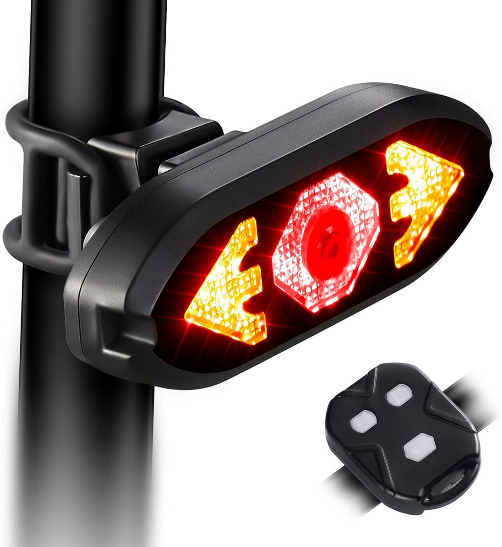 Bike Tail Light with Turn Signals Wireless Remote Control Waterproof Bicycle Rear Light Back USB Rechargeable Ultra