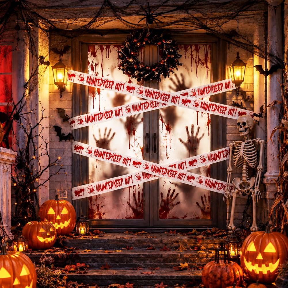 4Pk 3" x118ft Halloween Caution Tape for Haunted House Decor