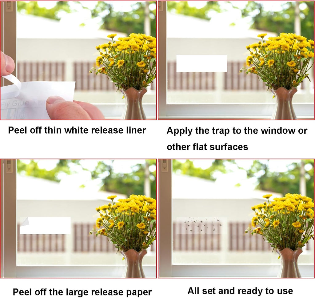 Window Fly Traps, 30 Pack Sticky Fly Traps for Indoors, Fly Catchers for Inside Home, Waterproof & Non-Toxic Adhesive