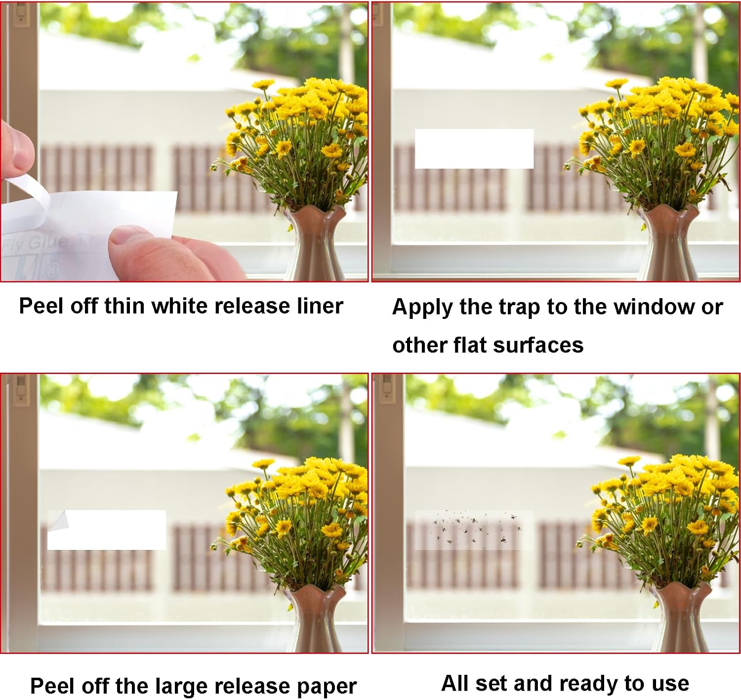 Window Fly Traps, 30 Pack Sticky Fly Traps for Indoors, Fly Catchers for Inside Home, Waterproof & Non-Toxic Adhesive