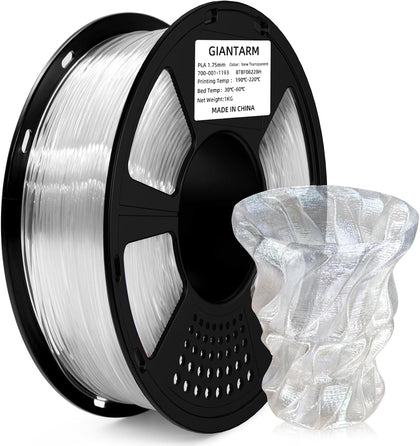 Clear PLA Filament, 1.75mm Transparent PLA 1kg Spool (2.2lbs), 3D Printer Filament with Vacuum Packaging
