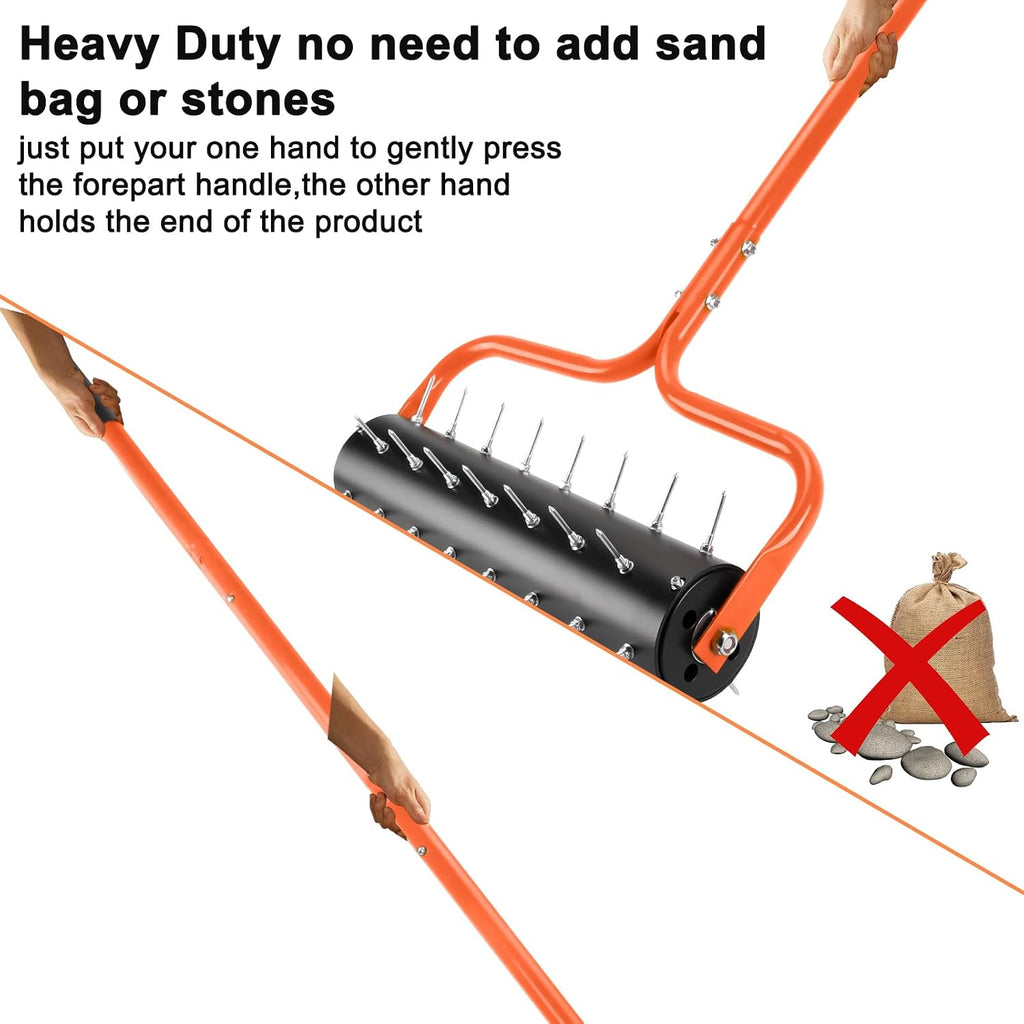 21" Rolling Lawn Aerator, 45 Preassembled Spikes, Only Needs 3-5 Minutes to Assemble, No Looseness, Good Package, 75"
