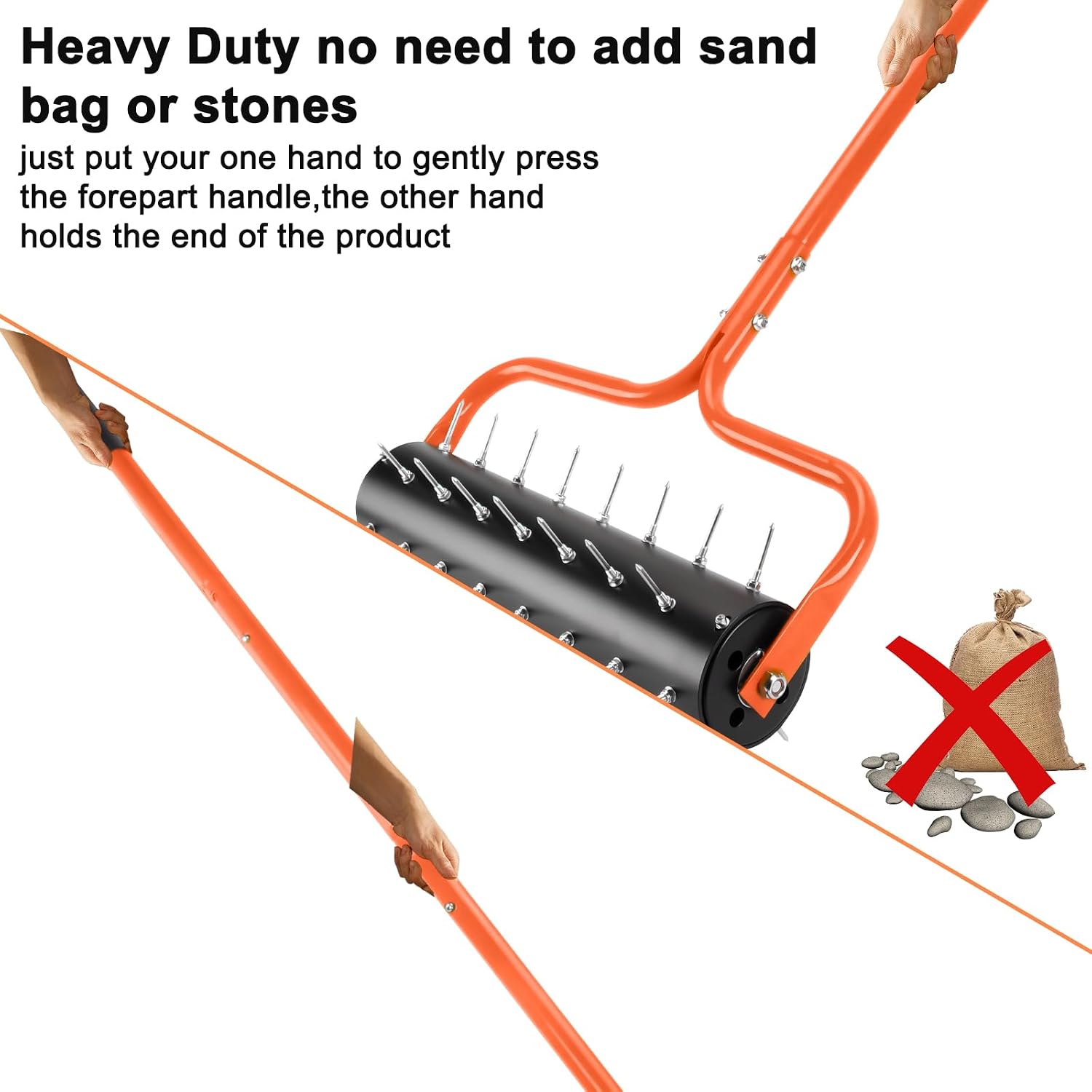 21" Rolling Lawn Aerator, 45 Preassembled Spikes, Only Needs 3-5 Minutes to Assemble, No Looseness, Good Package, 75"