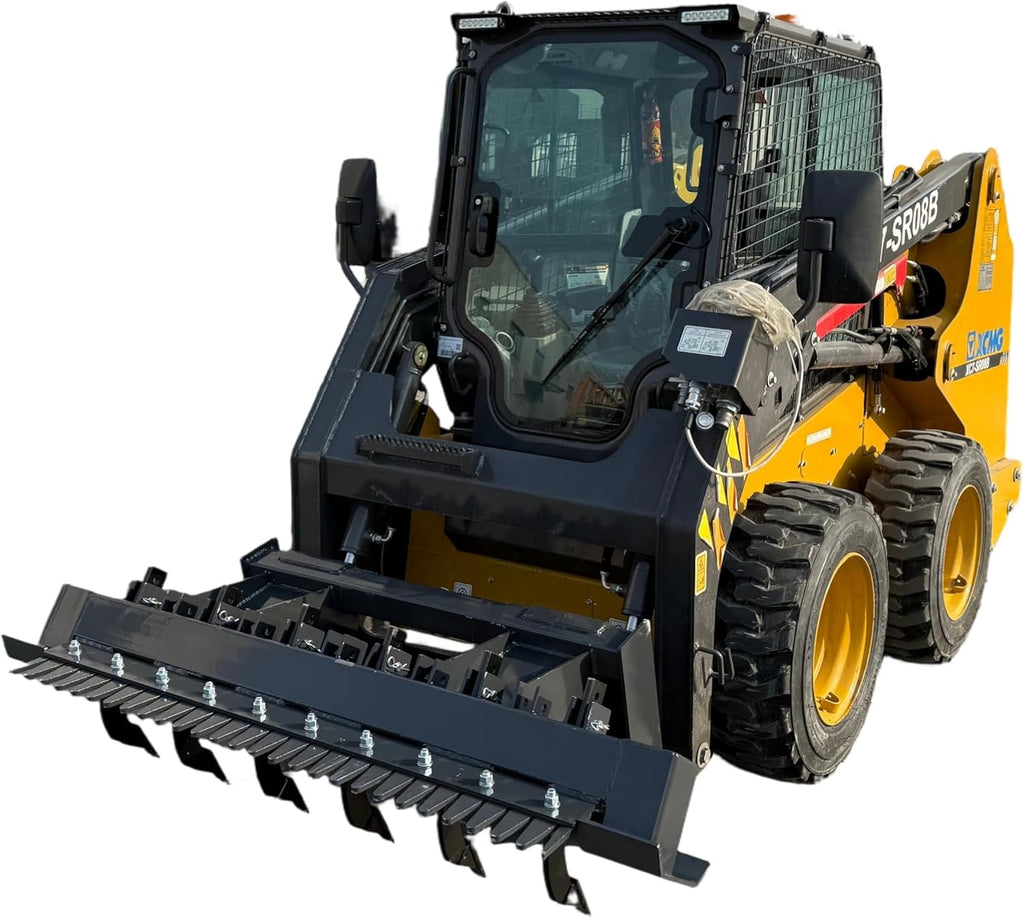 60" Land Leveler Skid Steer Ripper Attachment with 6 Shanks Scarifier Ripping 6.2" Depth for for Skid Steer Loaders