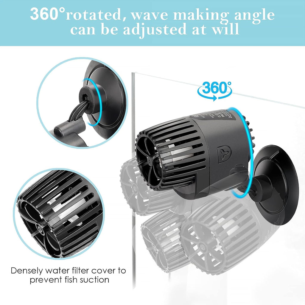Aquarium Wave Maker,Suction Cup Fish Tank Single Powerhead Pump | 3W/5W/10W/15W 110V/60Hz Ultra Quiet Submersible