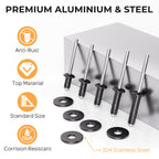 1000PCS Black Pop Rivets Assortment Kit with Washers