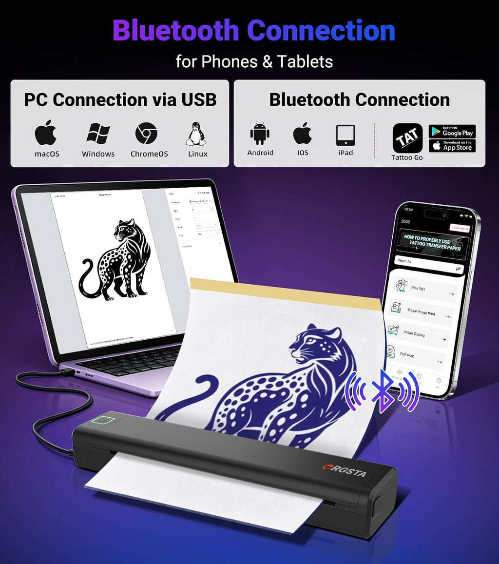Tattoo Stencil Printer, Tattoo Printer with 10 Transfer Paper S008