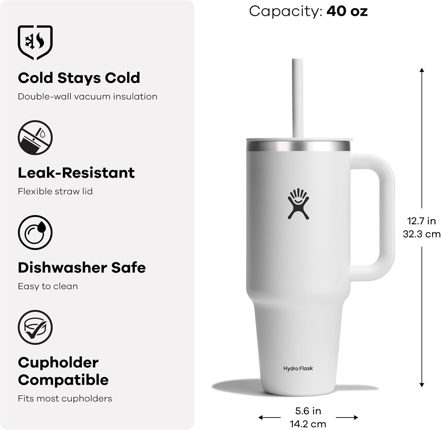 Travel Tumbler with Handle, Lid and Straw - Insulated Stainless Steel in 40 Oz Agave
