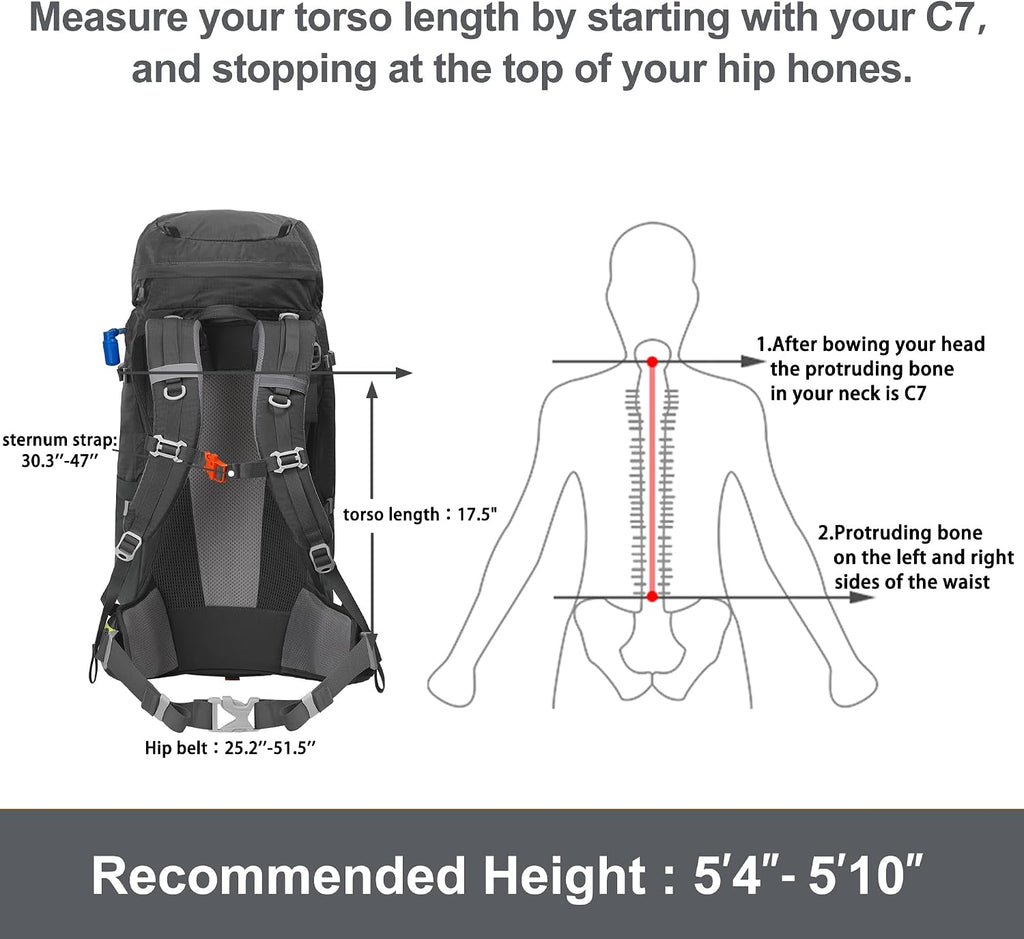 Internal Frame Hiking Backpack 50/60/65/70/80L, Mountain Climbing Camping Backpack Daypack Waterproof Rain Cover