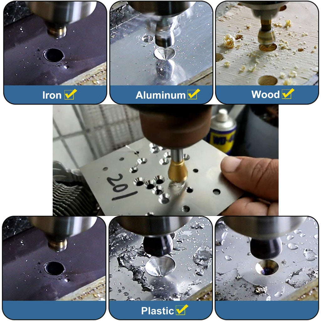 4pcs Titanium Coated Countersink Chamfer Tool Deburring Tool Set