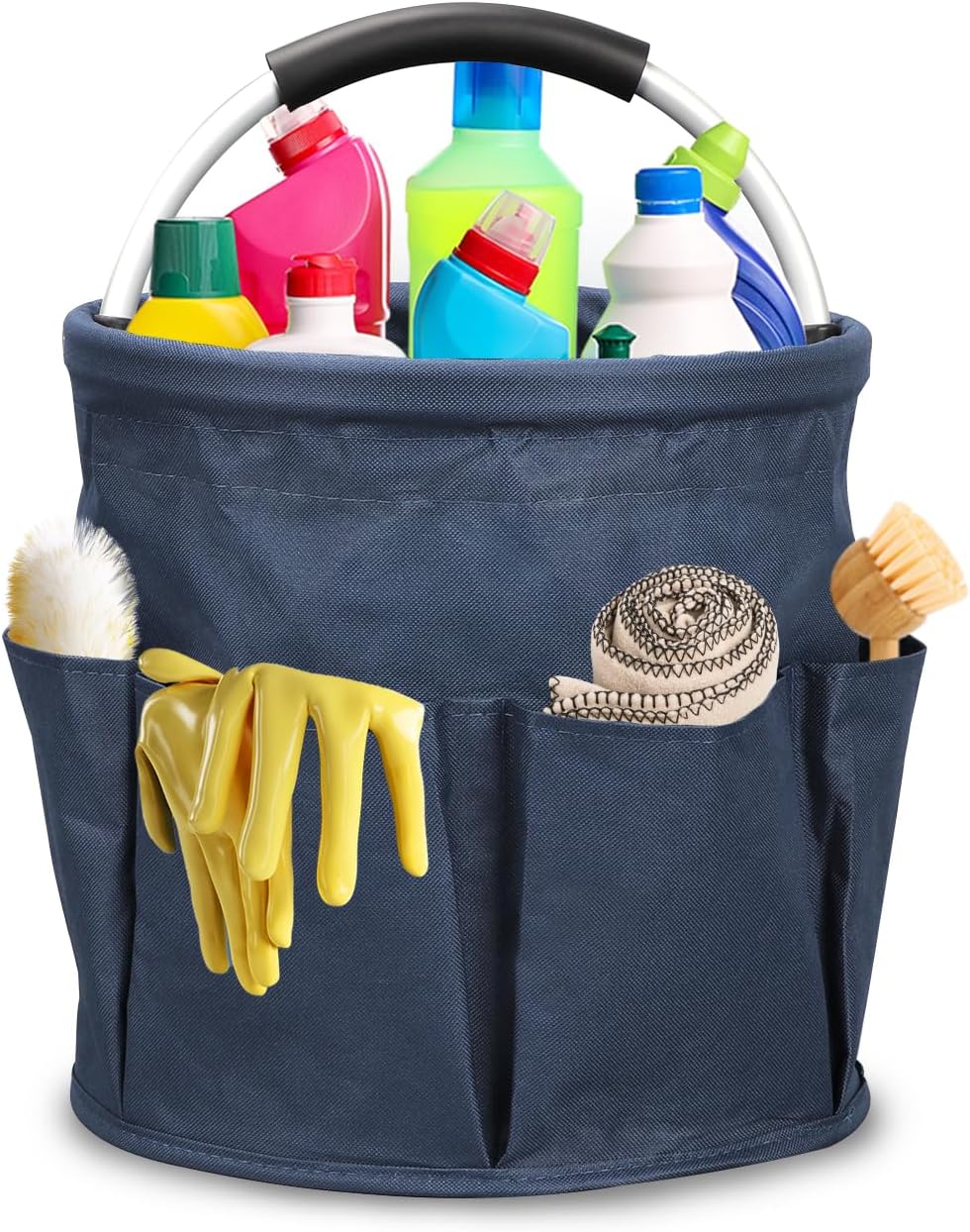 17L Cleaning Caddy with Handle, Cleaning Supply Caddy Foldable Tool Bag Cleaning Products Organizers Portable