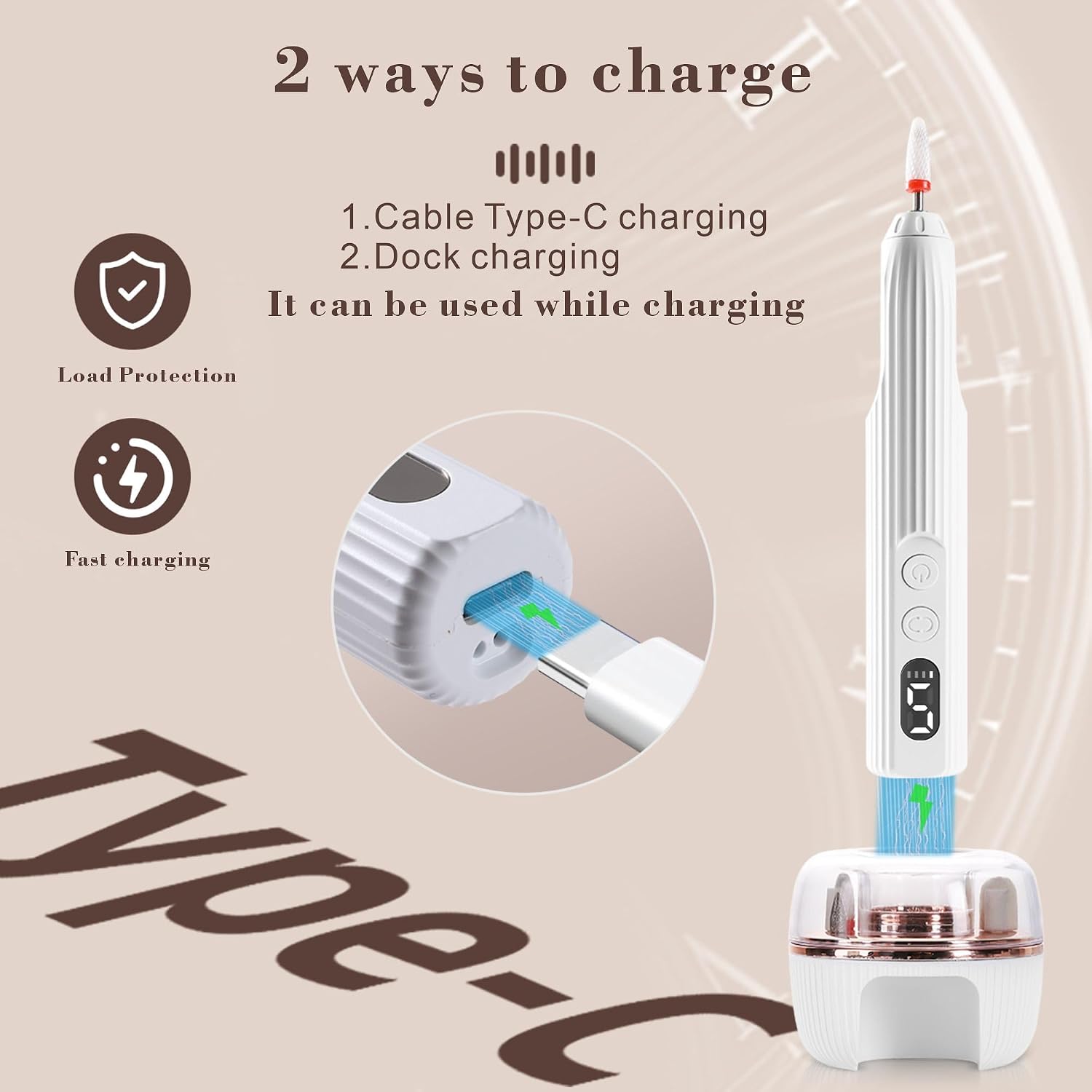 Nail Drill, Electric Nail File Professional - Nail Filer with U V Lamp for Acrylic Gel Nails, Cordless Nail Drill