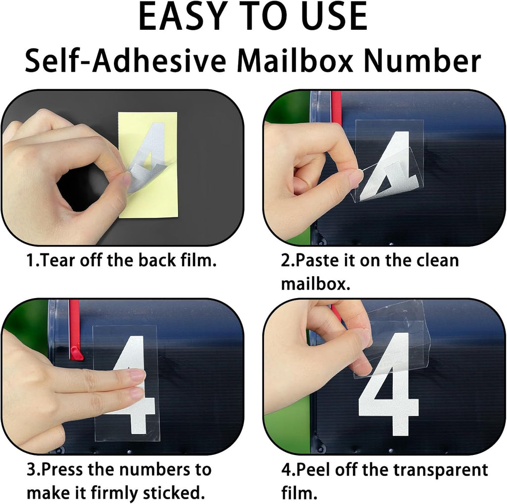 3 Inch Reflective Mailbox Numbers Sticker for Outside(0-9, 5 Sets) | Strong Self Adhesive Vinyl House Numbers for