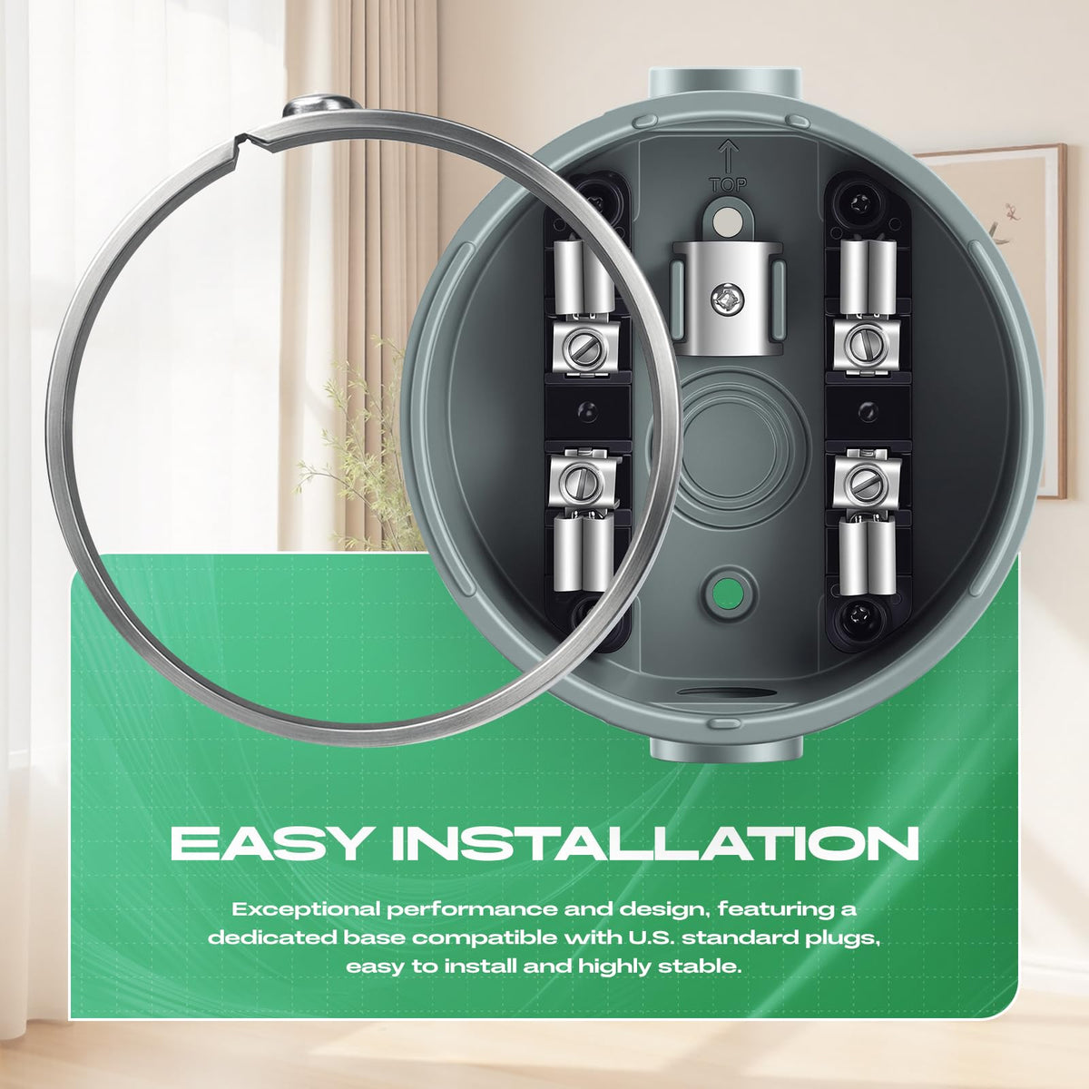 Meter Socket 100 Amp, 4-Jaw Meter Base Meter Socket 240V Single Phase 3-Wire with Horn Bypass Compatible with Overhead or Underground Service Installation
