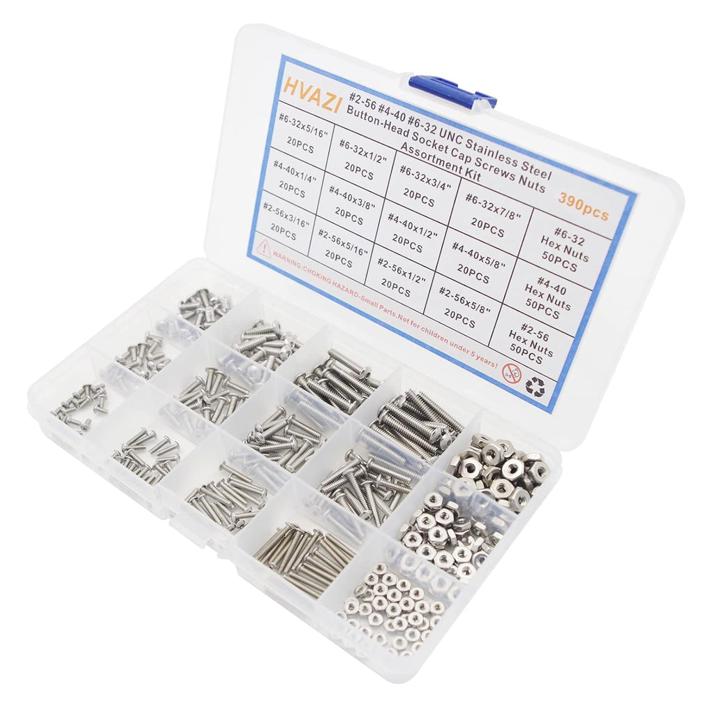 #2-56#4-40#6-32 UNC 304 SS Button-Head Socket Cap Screws & Nuts Kit