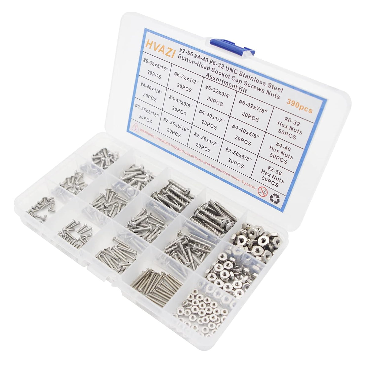 #2-56#4-40#6-32 UNC 304 SS Button-Head Socket Cap Screws & Nuts Kit
