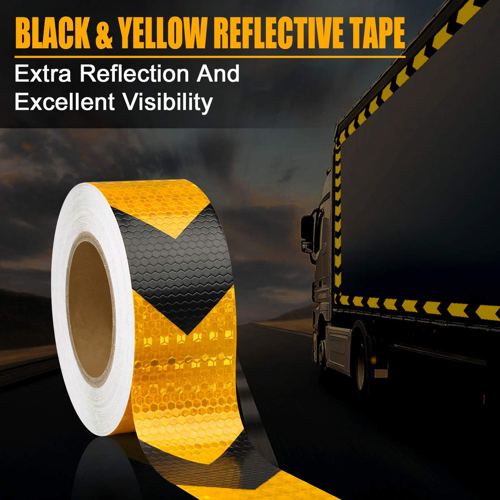 Arrow Reflective Tape for Trailers, Black/Yellow, 2in x 100ft