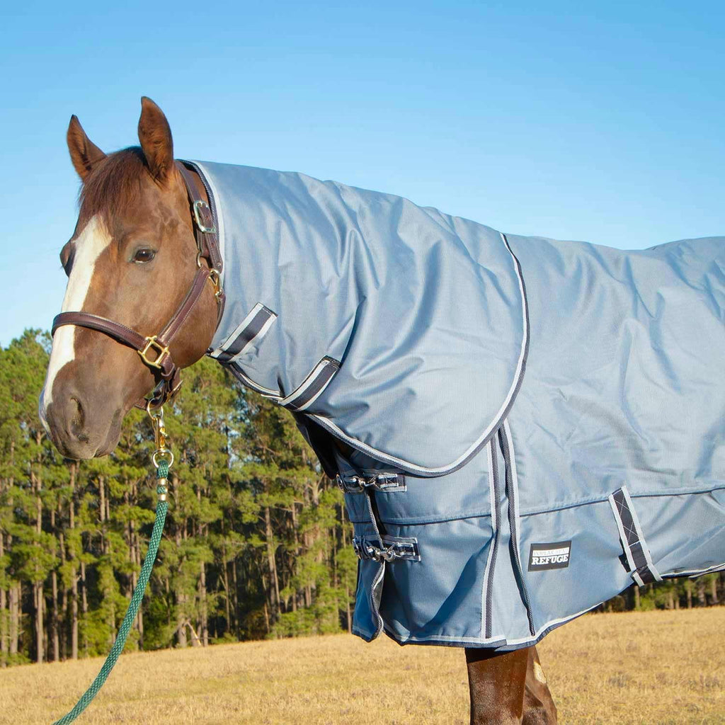 Poplar Head Refuge 1200D Waterproof Horse Turnout Blanket, Detachable Neck, 360g Insulation, Winter Stable Sheet