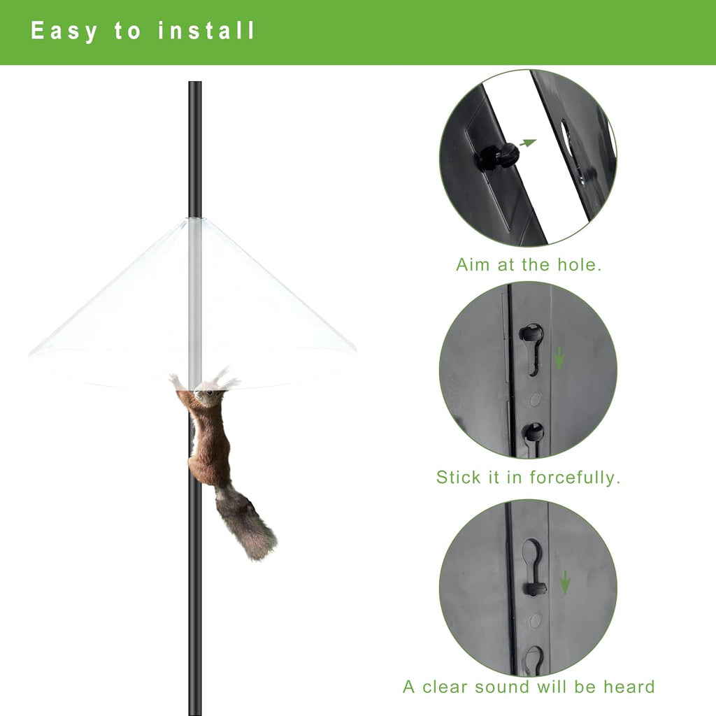 Squirrel Baffle for Bird Feeder Pole - 19 Inch for Shepherd’s Hook, Squirrel Proof Cone (1 Pack, Semi-Transparent)