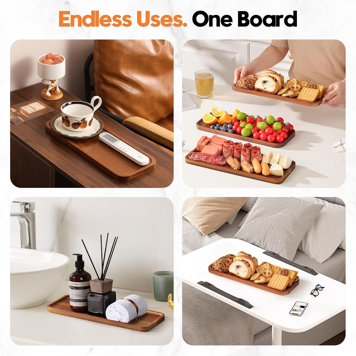 Small Wooden Trays and Platters, Mini Charcuterie Boards, 6 Pack