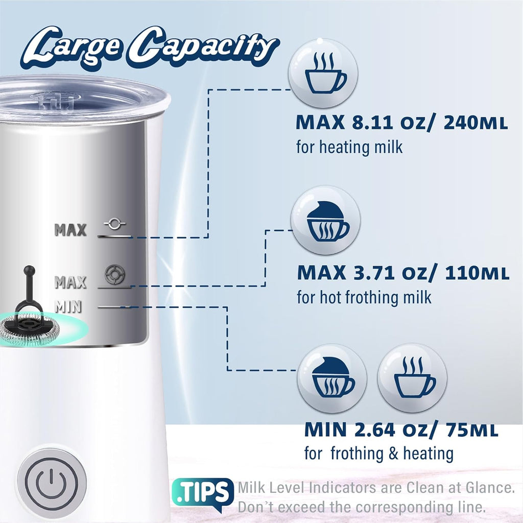Milk Forther Simple Milk Frother and Steamer 2-in-1 Milk Steamer with Hot Milk Foam and Hot Milk for Latte