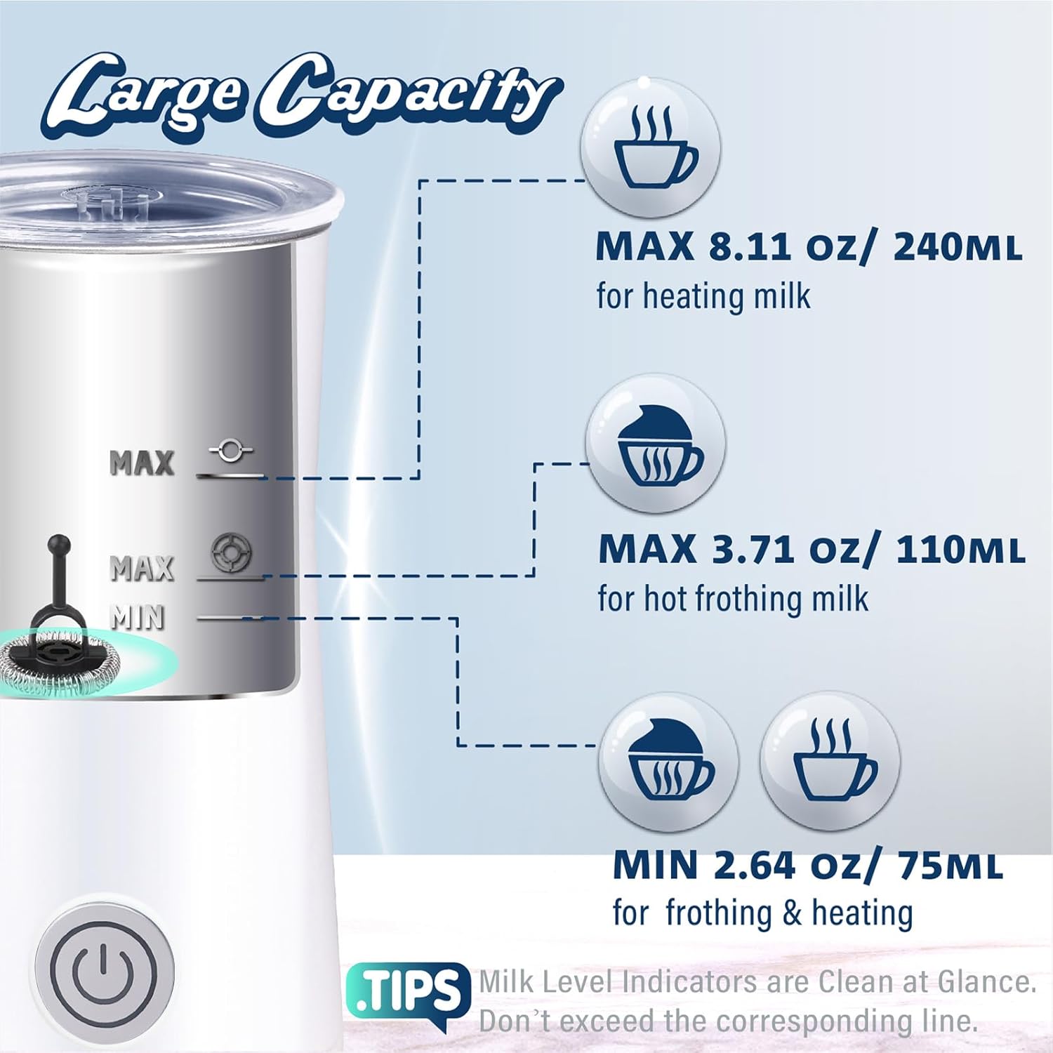 Milk Forther Simple Milk Frother and Steamer 2-in-1 Milk Steamer with Hot Milk Foam and Hot Milk for Latte