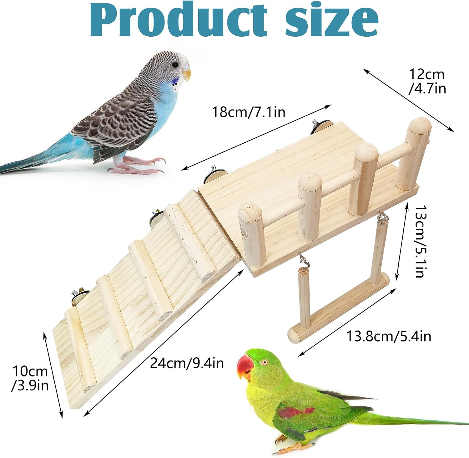 13Pcs Parrot Swing Chew Toys Bird Perches Platform with Climbing Ladder Hanging Cage Accessories for Parakeet