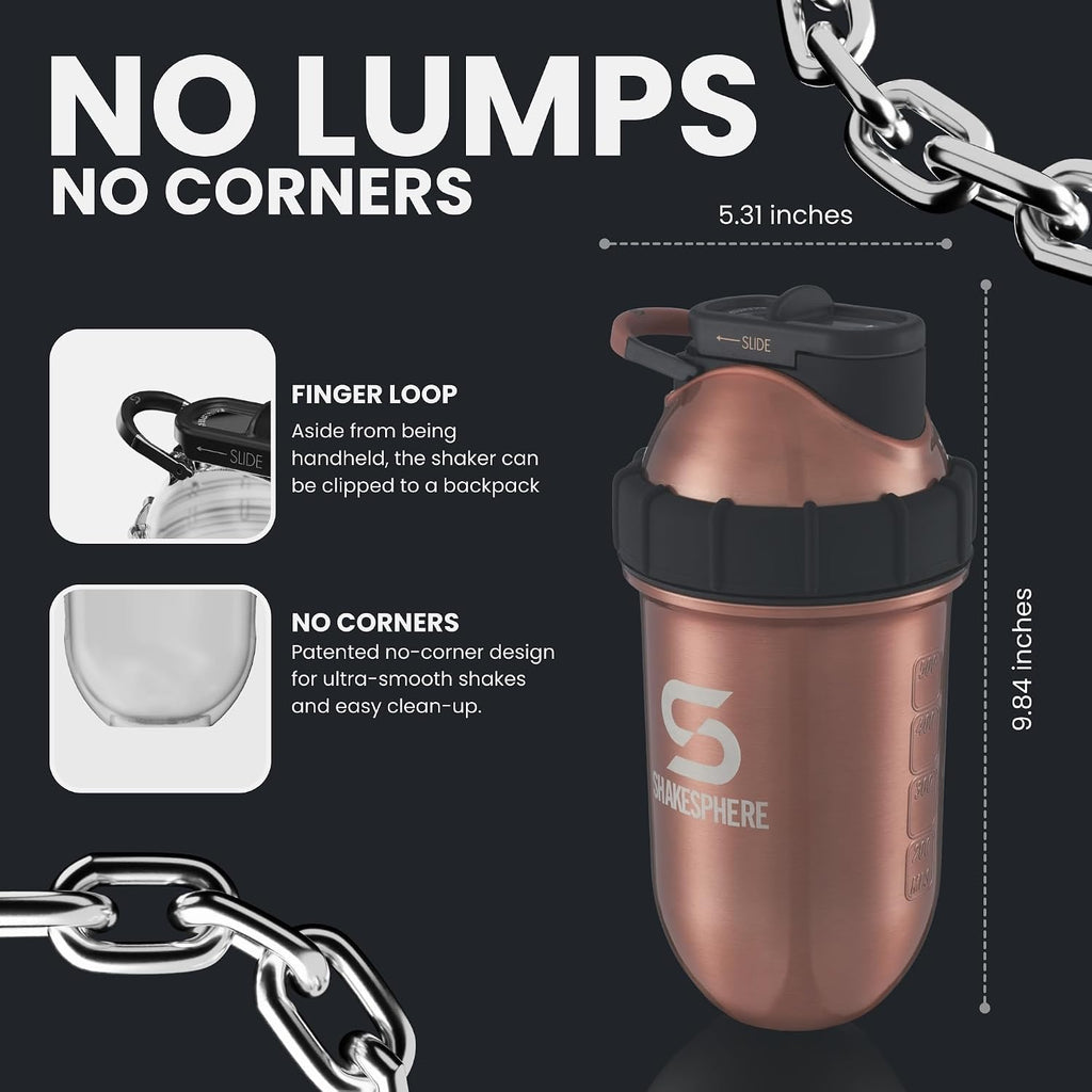 Stainless Steel Shaker Bottle - 24oz Insulated Protein Shaker Bottle for Hot & Cold Drinks - Ideal for Shakes &