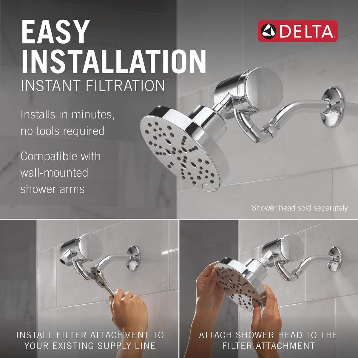 Faucet Clarifi Premium Shower Filter Attachment with Filter, Hard Water Shower Filter, Shower Head Filter, Chrome 5SF100