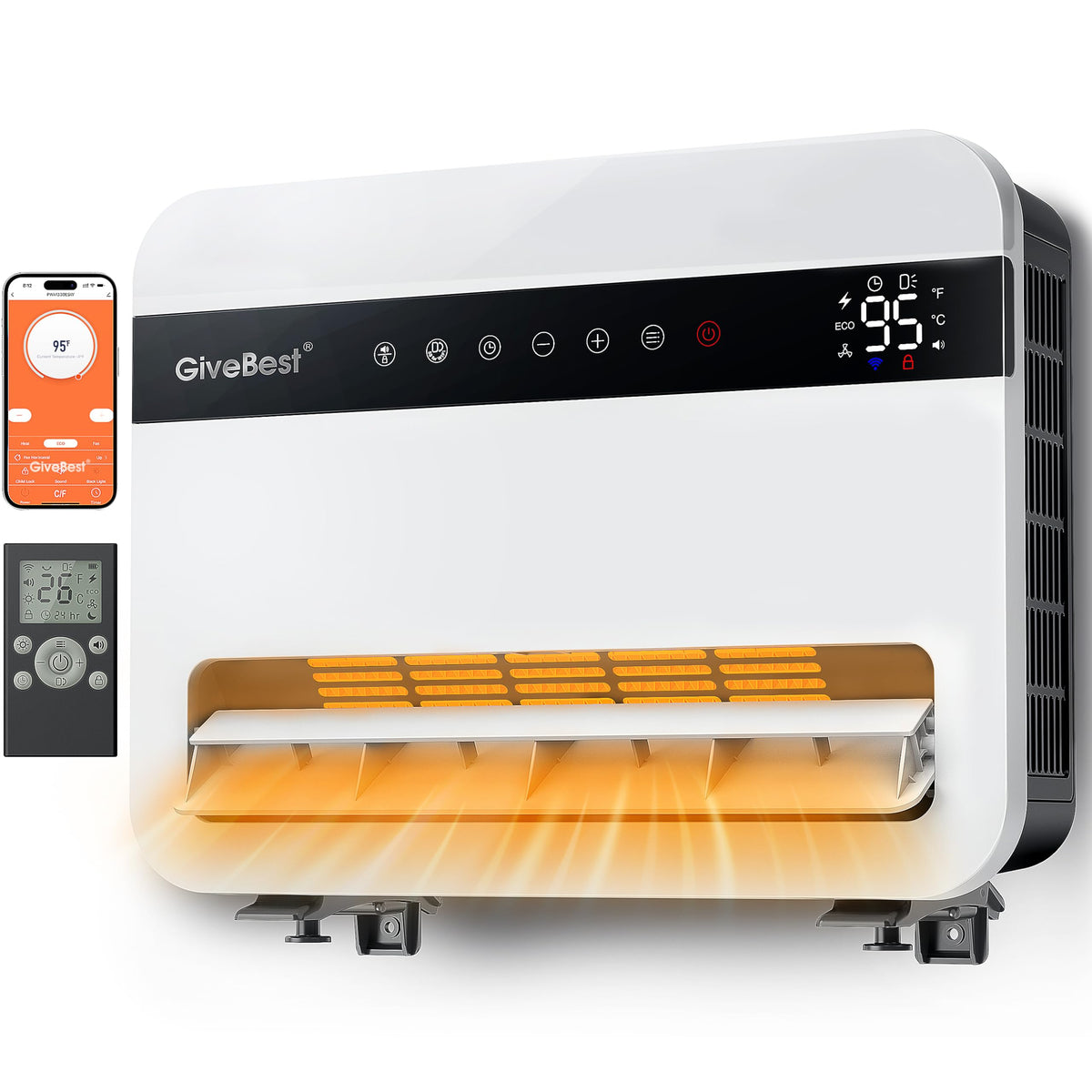 Smart Wall Space Heater for Indoor Use with Remote Control/APP