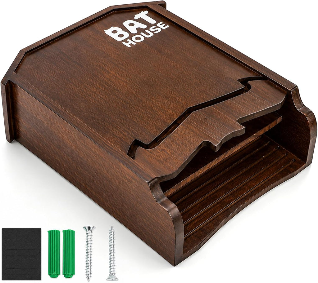 Bat House for Outdoors, Double Chamber Wood Bat Box for Outside to Attract Bats, Handcrafted Pine Bat Shelter with