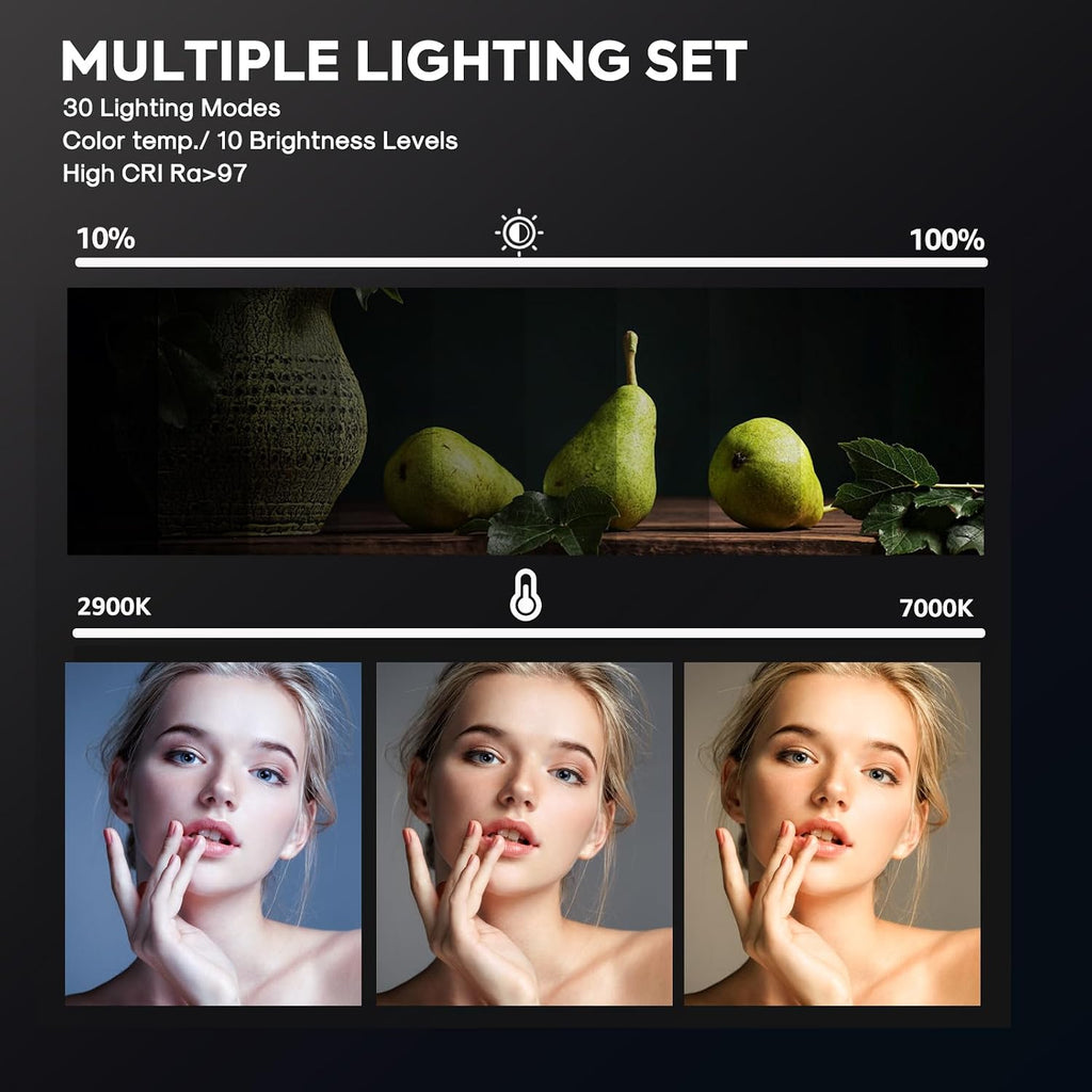 2-Pack Photography Lighting Kit, NiceVeedi 25W LED Video Light Kit, 2900-7000K Dimmable Studio Light with Tripod