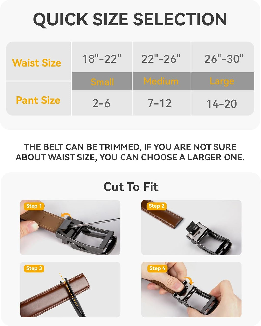 Boys Ratchet Dress Belt 1.25" Adjustable Youth Leather Belt | Easy click closure, Micro-adjustable, Trim-to-fit