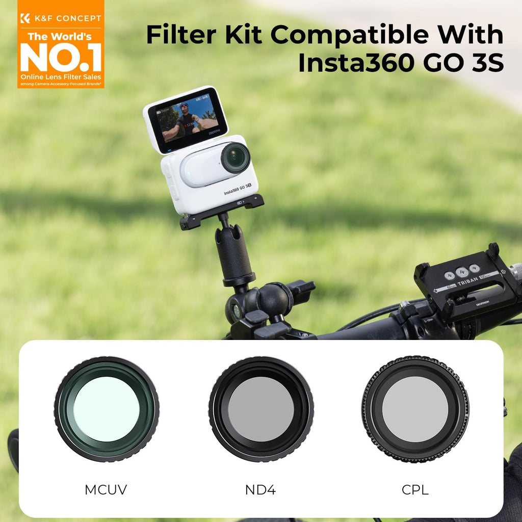 UV CPL ND Filter Kit for Insta360 GO 3S | 3 Pack ND4 UV CPL 28 Multi-Layer Coated Polarizer Neutral Density