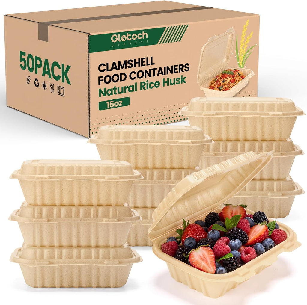 Clamshell Take Out Food Containers,50 Pack-16oz Disposable Meal Prep Containers Durable To Go Containers for Pasta