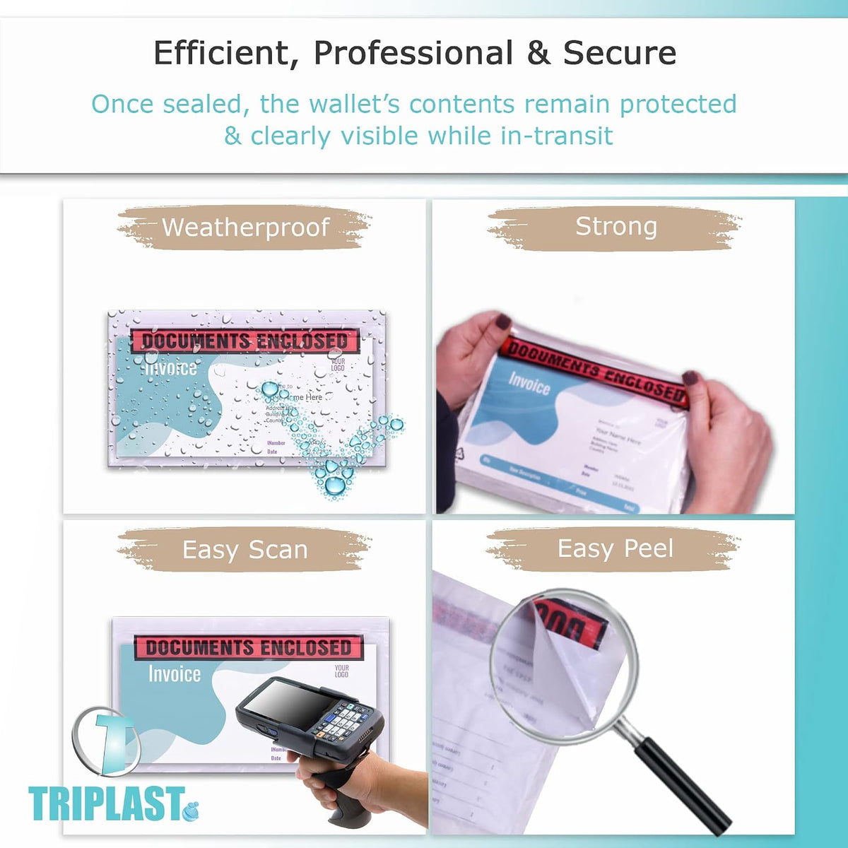 200 x DL Printed Document Enclosed Wallet (230 x 110 mm) | Peel & Seal Clear Plastic