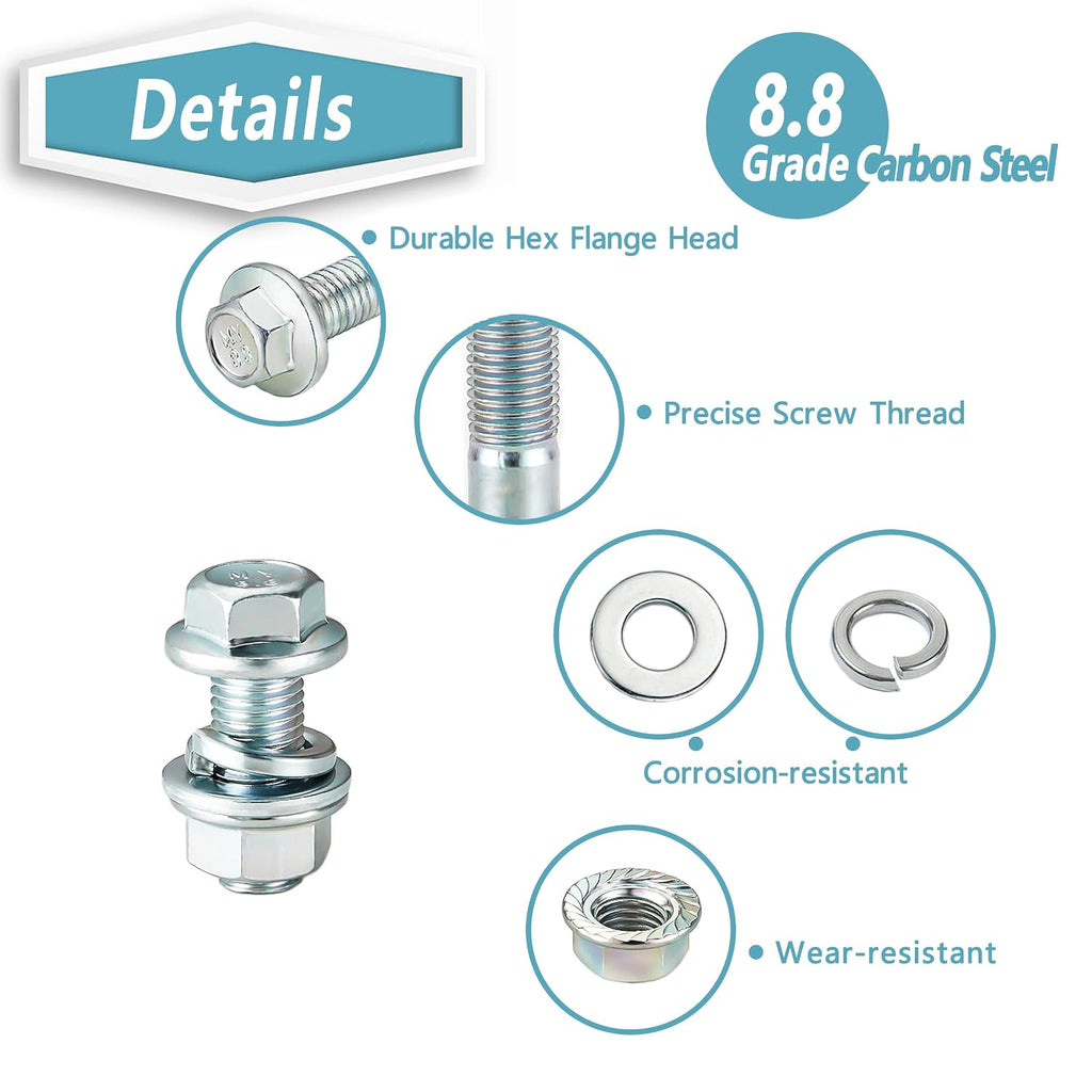 KADRICK 700PCS Class 8.8 Metric Bolt Assortment,M6 M8 M10 Flange Hex Bolts