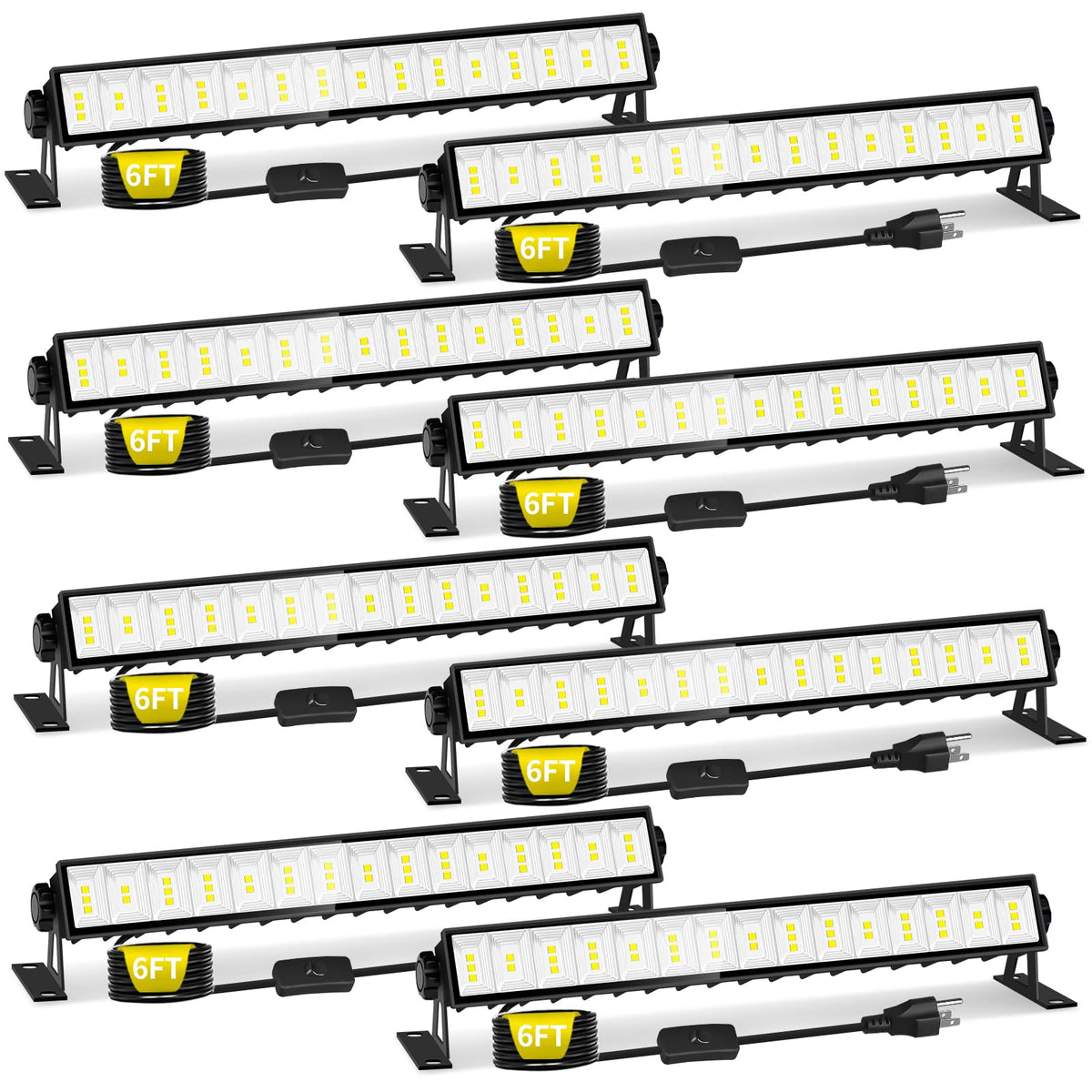 5400LM Shop Light Plug in with Switch, IP66 for Workshop Garage Yard, 8Pack