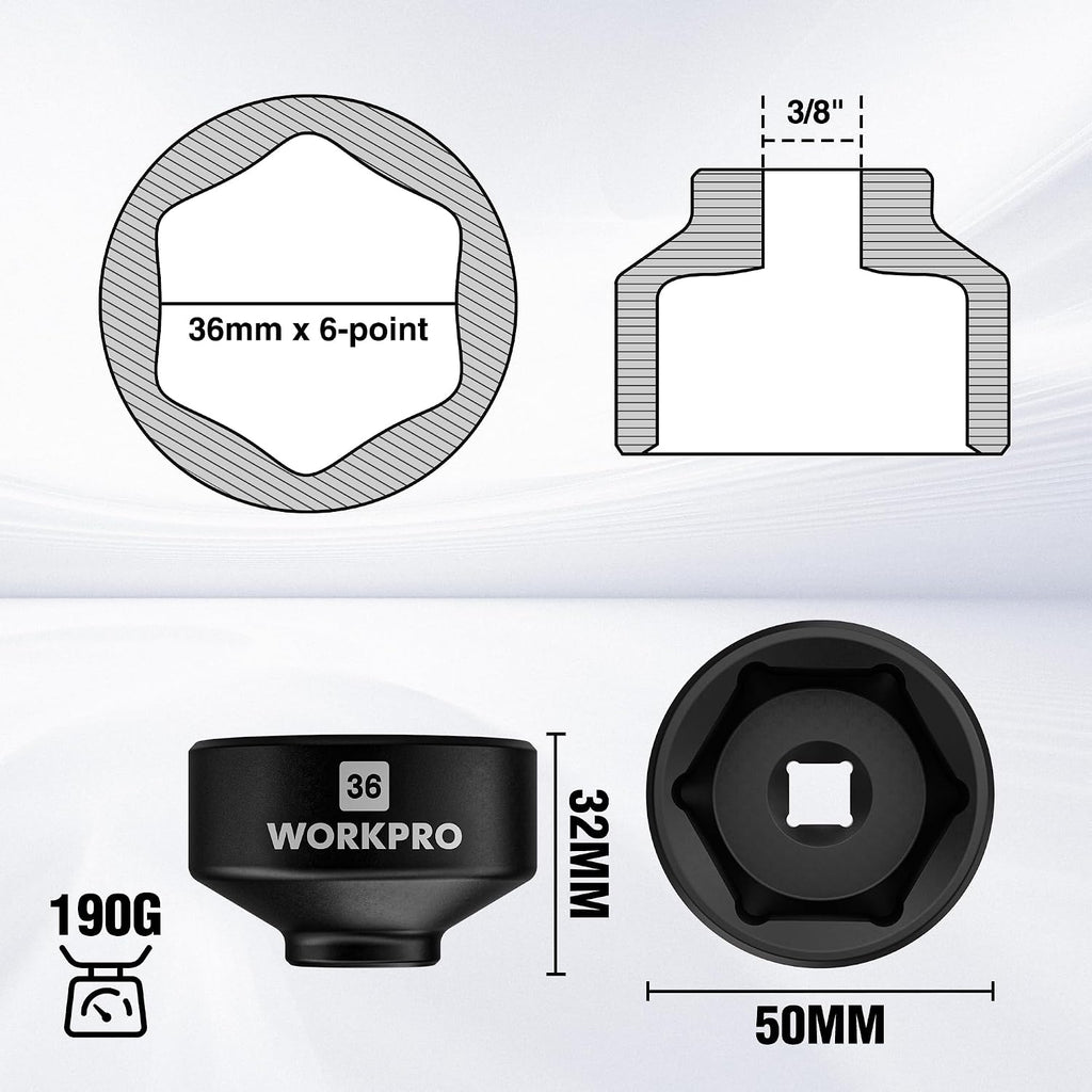 36mm Oil Filter Socket Wrench, Oil Filter Removal Tool, Oil Filter Change Set, Ideal for Some Ford F250, BMW, Mini