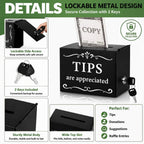 Metal Lockable Tip Jar with 2 Keys, 6 x 4 x 5 Inch Donation Box