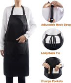 4 Packs Waterproof Cooking Chef Bib Aprons with 2 Pockets for Men Women