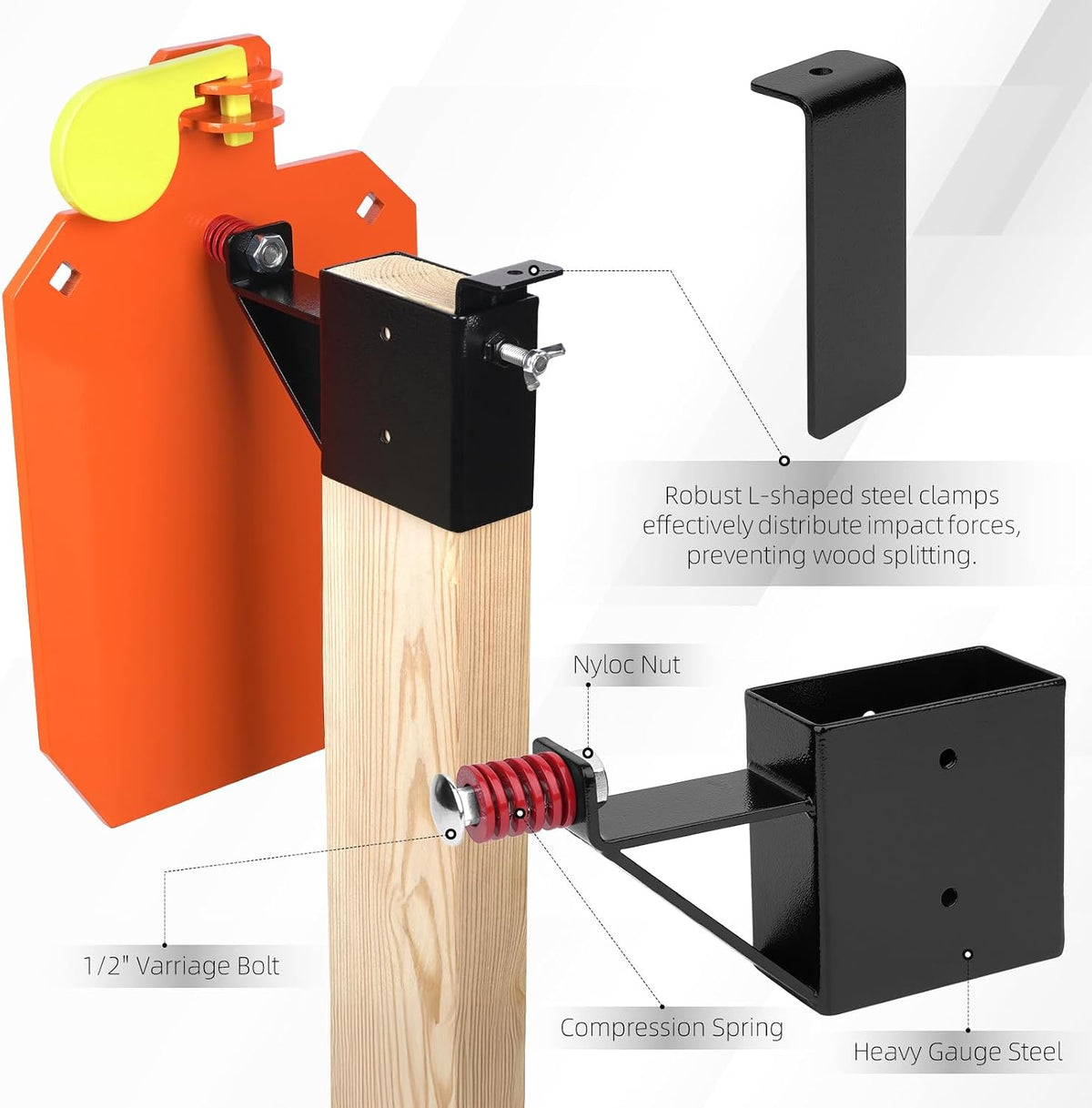 AR500 Steel Reactive Shooting Target Stand, 3/8" Thick | Hostage reactive target for precision shooting. Fits 2x4