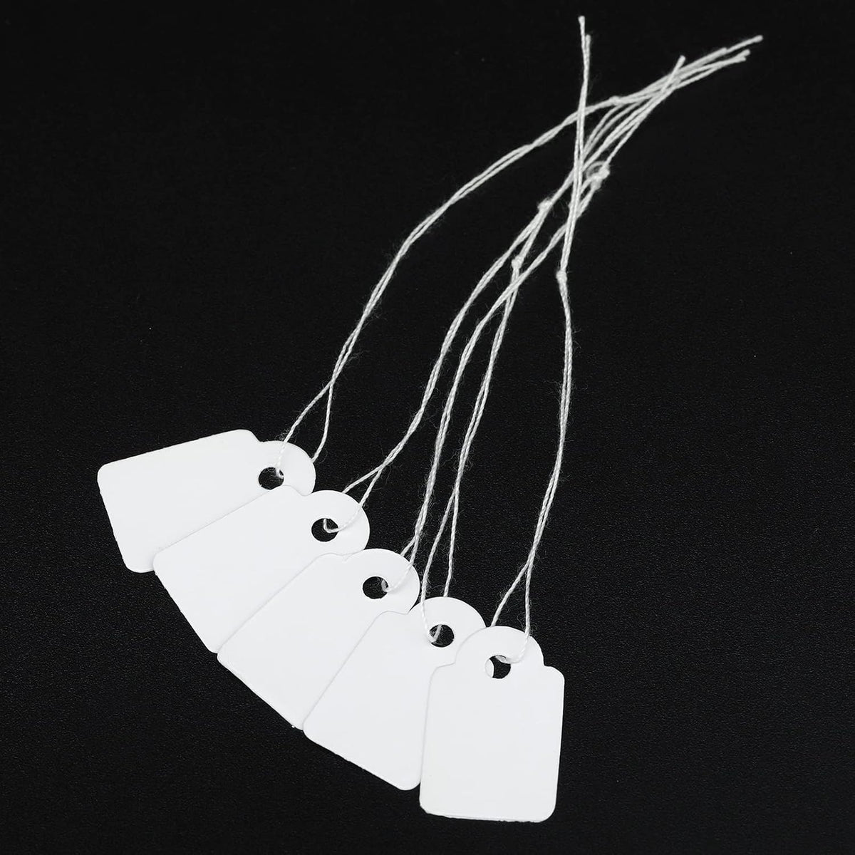 500Pcs Price Tags with String Attached, 0.6x0.95in White Paper Tag