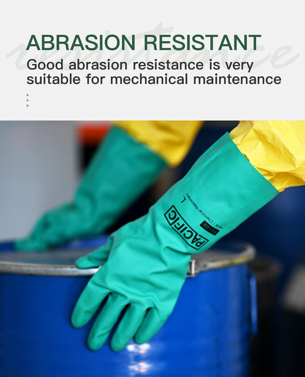 2 Pairs Nitrile Chemical Resistant Gloves, Latex-Free, XL