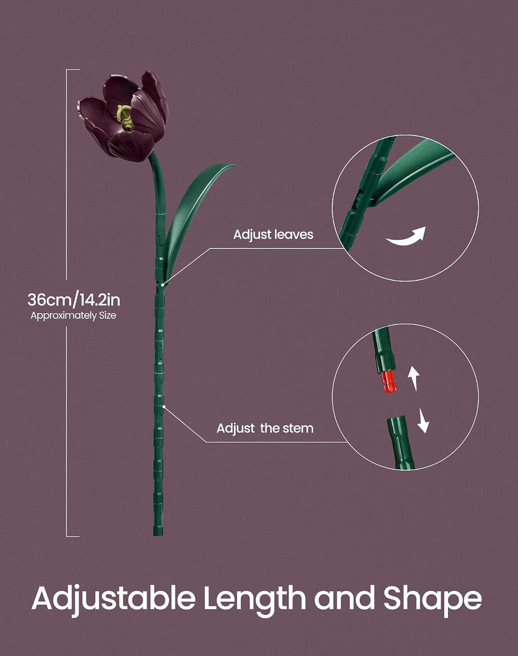Dark Purple Tulip Flowers Building Set Botanical Bouquet for Her